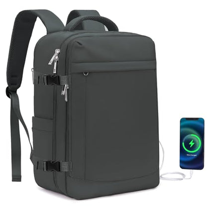 Lossga for Spirit Airlines Personal Item Bag 18x14x8 Inches Travel Bag Mens Travel Backpack for Women Fit Up to 17 inch Weekender Bags With Usb Charging Port Carry on Flight Approved - color: Dark Grey