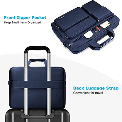 MOSISO Laptop Shoulder Bag 15.6 inch, 15-15.6 inch Computer Bag Compatible with MacBook Pro 16 inch, HP, Dell, Lenovo, Notebook with 2 Raised&1 Flapover&1 Horizontal Pocket&Handle&Belt, Navy Blue - color: Navy Blue, size: 16 inch