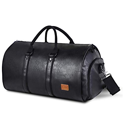 seyfocnia Convertible Travel Garment Bag,Carry on Garment Duffel Bag for Men Women - 2 in 1 Hanging Suitcase Suit Business Travel Bag - color: black2