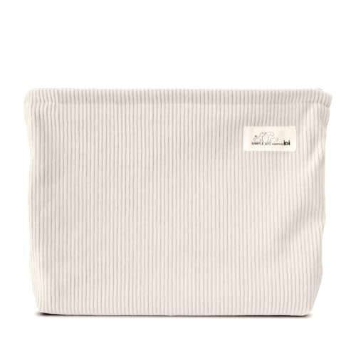 HAPPYHEIDI Large Makeup Bag Travel Cosmetic Pouch, Cream White - color: Cream White