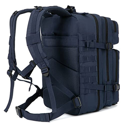 QT&QY 45L Military Tactical Backpacks Molle Army Assault Pack 3 Day Bug Out Bag Hiking Treeking Rucksack… - color: 3.1 Dark Blue