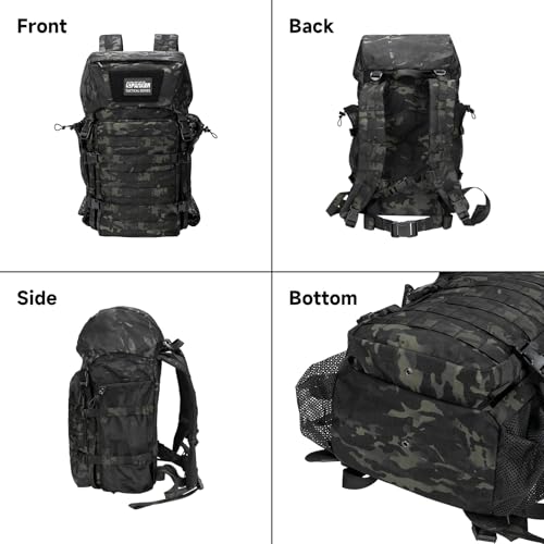 EXCELLENT ELITE SPANKER 40L Camping Hiking Backpack for Men and Women Tactical Military Backpack Large Rucksack for Outdoor Activities Travel Backpacking(MCB) - color: Multicam Black