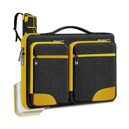 Hseok Laptop Case 15 15.6 16 inch Sleeve with Handle and Hidden Straps,Compatible with MacBook Neo 16",MacBook Pro Air 16" 15", 360°Protective PC Briefcase with 4 Pockets for Accessories,Yellow - color: Yellow, size: 15"-15.6"