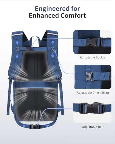 ECOHUB Hiking Backpack 30L Travel Backpack Lightweight Casual Daypack Water Resistant Camping Bag Outdoor Sports Back pack for Men Women - color: Blue
