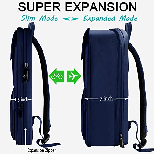 ZINZ Laptop Backpack 15 15.6 16 Inch, Expandable Computer Rucksack with Multi-Pockets Anti-Theft Travel Daypack for Men and Women,Blue - color: B01l01