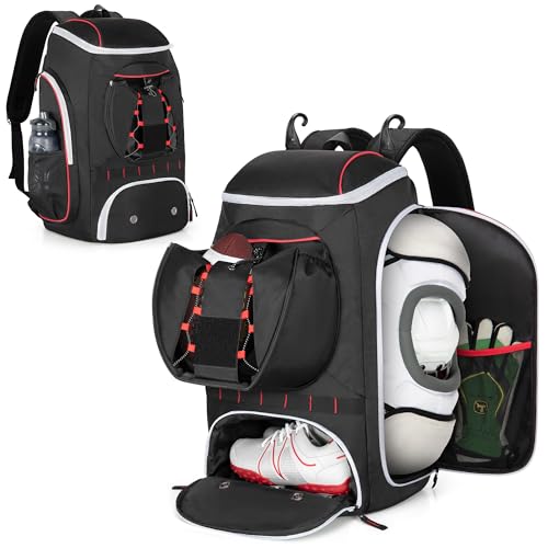 Smasrob Football Bag for Equipment with External Ball Holder, Insulated Pocket and Fence Hooks, Football Backpack for Youth and Adult - color: Black