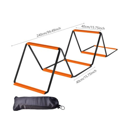 Agility Ladder Soccer Agility Ladder Football Speed Ladder Workout Agility Ladder Carbon Steel Foldable Suitable for Adults Athletes Coaches Team TRAI - size: 6 Grids With Bag