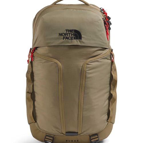 THE NORTH FACE Surge Commuter Laptop Backpack | Daypack With Water Repellent Finish, 16" Laptop Sleeve, Reflective Details - color: Cedar/Lava Red, size: One Size