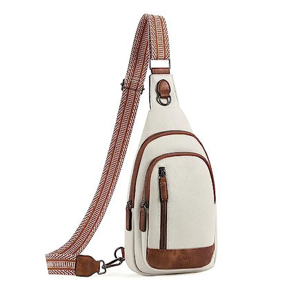 CLUCI Crossbody Bags for Women Men,Leather Sling Bag Cross Body Backpack for Woman Gifts for Women Birthday Unique - color: 0-0 Beige With Brown
