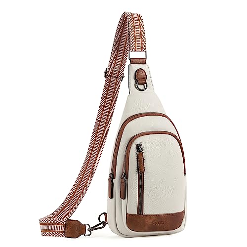 CLUCI Crossbody Bags for Women Men,Leather Sling Bag Cross Body Backpack for Woman Gifts for Women Birthday Unique - color: 0-0 Beige With Brown