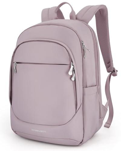 LIGHT FLIGHT Travel Backpack for Women, 15.6 Inch, Grayish Pink | Laptop Backpack, USB Charging Hole, Water Resistant, Large Capacity, College Bookbag - color: Grayish Pink, size: 15.6 Inch without Wheels