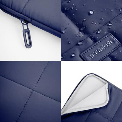 Puffy Laptop Sleeve 15-16 Inch Matte Navy, Waterproof Carrying Case Bag for Women, Fluffy Computer 15.6 HP Case, Compatible with MacBook Pro 16 Inch, MacBook Air M2 M1, Asus/Dell XPS/Lenovo - color: Matte Navy, size: 15-16 inch