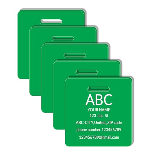 Custom Engraved Luggage Tags, Waterproof Personalized Luggage Tags, Acrylic Personalized Bag Tags for Suitcases/Backpack/Luggage Accessories (Square, Green-A, 2 x 2 inches, Herringbone) - color: Green-a, size: 2 x 2 inches, style: Square