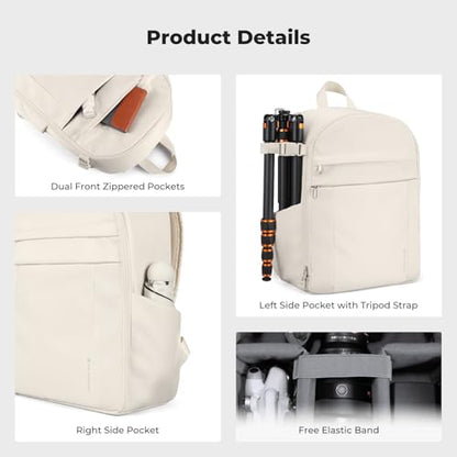 K&F CONCEPT Camera Bag Backpack, Professional DSLR/SLR/Mirrorless Camera Backpack, Photography Camera Case with Tripod Holder & Rain Cover Compatible with Canon/Sony/Nikon/FUJIFILM - color: 04-beige