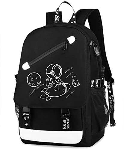 MCWTH School Backpacks for Teen Boys, Luminous School Bag Bookbags for Kids (Space Rocket) - color: Space Rocket
