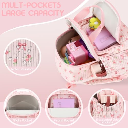 Bluboon Toddler Backpack for Girls Boys 2-4 Cute 12" Preschool Kindergarten Backpacks Kids Daycare Bags School Travel (Pink bow flower 212-Pink, Age 2-4 (12" H not Fit A4 Folder)) - color: Pink Bow Flower 212-pink, size: Age 2-4 (12" H not Fit A4 Folder)