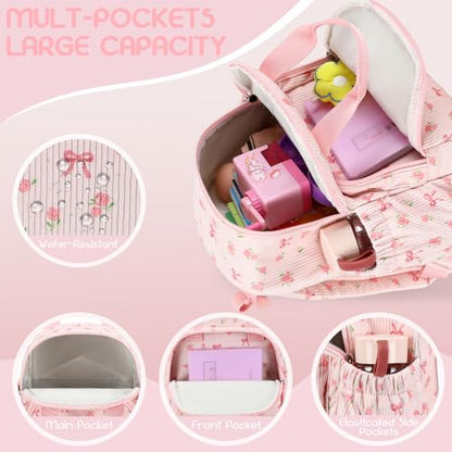 Bluboon Toddler Backpack for Girls Boys 2-4 Cute 12" Preschool Kindergarten Backpacks Kids Daycare Bags School Travel (Pink bow flower 212-Pink, Age 2-4 (12" H not Fit A4 Folder)) - color: Pink Bow Flower 212-pink, size: Age 2-4 (12" H not Fit A4 Folder)