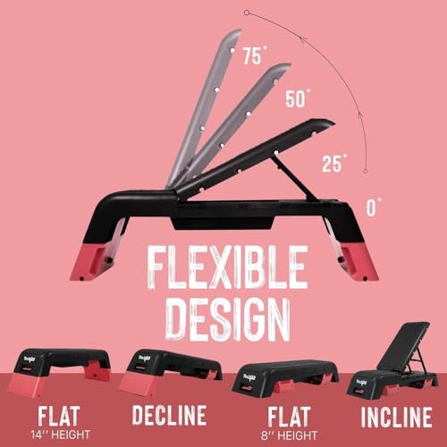 Yes4All Multifunctional Aerobic Deck - Versatile Fitness Station, Weight Bench, Aerobic Stepper, Plyometrics Box for Cardio Workouts and Strength Training - color: B.Red/Black