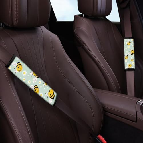 Dreaweet Seat Belt Cover Pad Cute Bee Car Accessories Seatbelt Covers for Women Girly Soft Seatbelt Cushion Shoulder Strap Pad for Bag Backpack - color: Bee