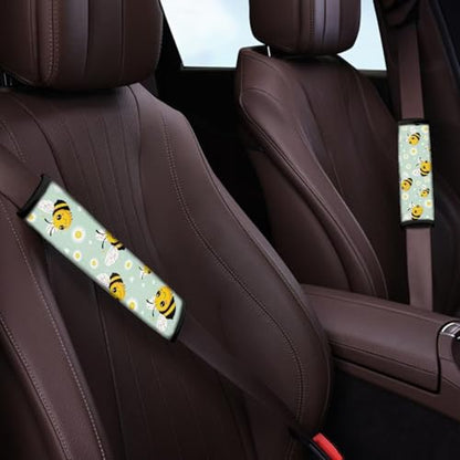 Dreaweet Seat Belt Cover Pad Cute Bee Car Accessories Seatbelt Covers for Women Girly Soft Seatbelt Cushion Shoulder Strap Pad for Bag Backpack - color: Bee