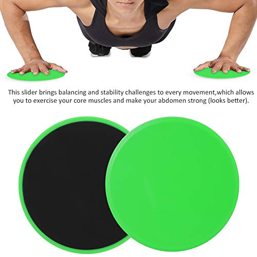 Core Slider Gliding Discs 2Pcs | Full Body Workout for Core Strength/Balance/Stability | Portable Exercise Discs for Home/Gym/Travel | EVA ABS Round Green Design