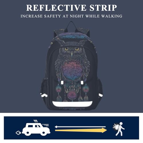ALAZA Owl Rainbow Dream Catcher Laptop Backpack Purse for Women Men Travel Bag Casual Daypack with Compartment & Multiple Pockets - color: Owl