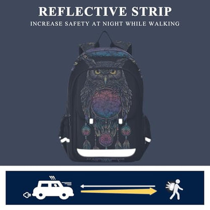 ALAZA Owl Rainbow Dream Catcher Laptop Backpack Purse for Women Men Travel Bag Casual Daypack with Compartment & Multiple Pockets - color: Owl