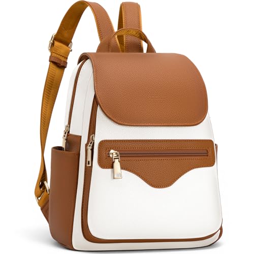 SYTRAH Mini Backpack Purse for Women, Causal Small Backpack with Built-in RFID Wallet & 11" Tablet Sleeve, Stylish Travel Daypack for Daily Beige Brown - color: Beige Brown