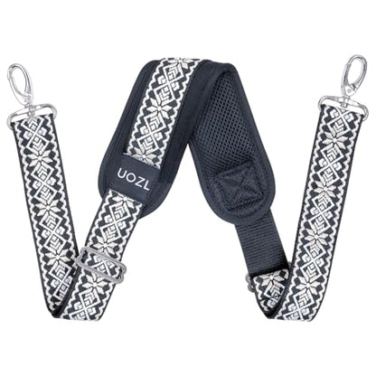 59 Inch Shoulder Straps, Soft with Ultra-Thick Fixed Shoulder Pad, Two Way Independently Adjustable Buckle Replacement Straps for Laptop Bag Messenger Bag Tool Bag Luggage,Black-White - color: Black-white, size: 59 inch