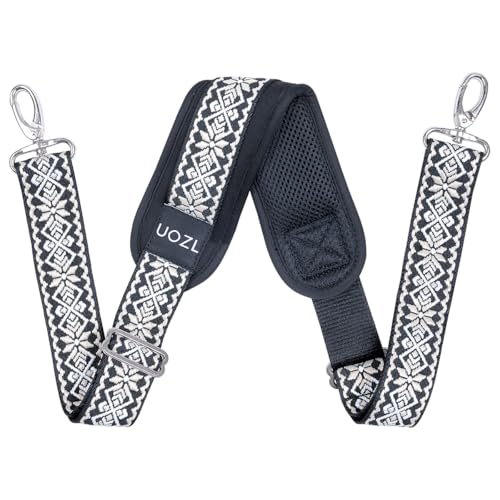 59 Inch Shoulder Straps, Soft with Ultra-Thick Fixed Shoulder Pad, Two Way Independently Adjustable Buckle Replacement Straps for Laptop Bag Messenger Bag Tool Bag Luggage,Black-White - color: Black-white, size: 59 inch
