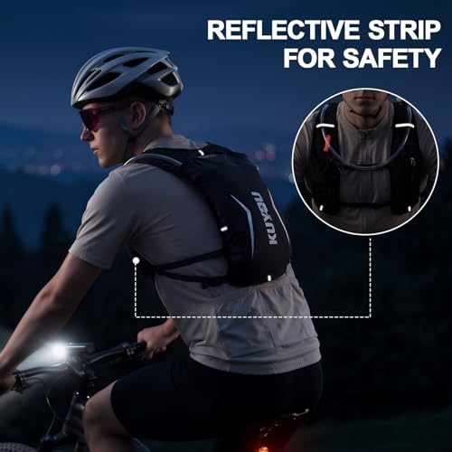 KUYOU Running Vest for Women & Men, Lightweight Hydration Backpack with 2L Water Bladder, Water Backpack for Trail Running, Hiking, Cycling & Marathon - color: Black