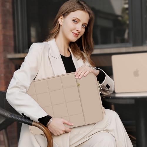 MOSISO Laptop Case 13.3 inch,13-13.3 inch Puffy Laptop Sleeve Compatible with MacBook Air 13 13.6/Neo/Pro 13/Pro 14,HP Dell ASUS,Twelve Square Quilted Bag with Vertical Pocket&Small Case, Brown - color: Brown, size: 13.3 inch