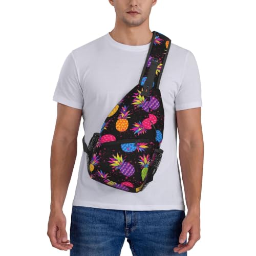 Sling Backpack Unisex Crossbody Chest Bag Shoulder Chest Bag For Women Men Hiking Travel - color: Pineapple