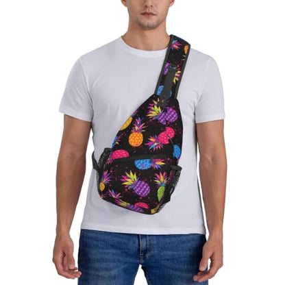 Sling Backpack Unisex Crossbody Chest Bag Shoulder Chest Bag For Women Men Hiking Travel - color: Pineapple