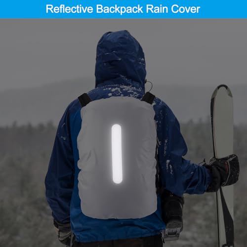 PATIKIL Waterproof Backpack Rain Cover, Non-Slip Backpack Cover with Vertical Reflective Strap Stay Dry for Hiking, Camping, Hunting - color: Silver Tone, size: X-Small