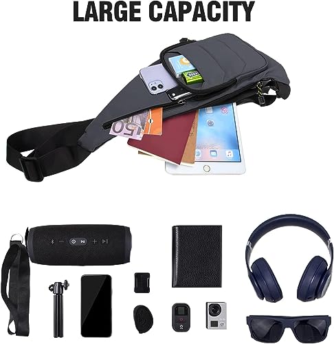 Peicees Water-resist Sling Bag Crossbody Bag for Men Slim Chest Backpack Man Purse Small Shoulder Bag for Travel Hiking - color: Z-blue