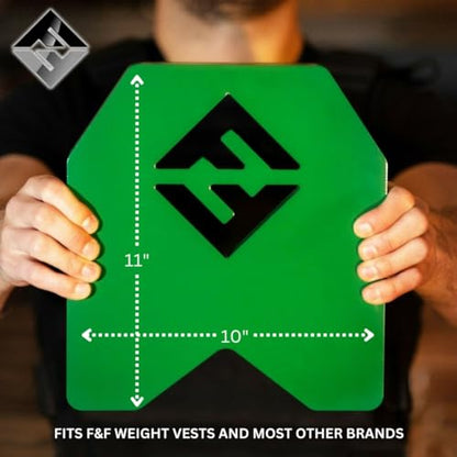 F&F STEEL Adjustable Weighted Vest & Plates - Strength, Edurance, Running, Hiking, Rucking, Fitness WODs - color: Green Plates - 18.75lb