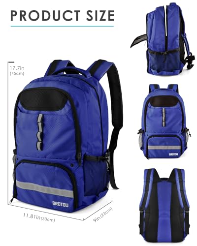 BROTOU Basketball Backpack, Large Basketball Bag with Shoes and Ball Compartment, Soccer Backpacks for Basketball/Volleyball - color: Navy Blue