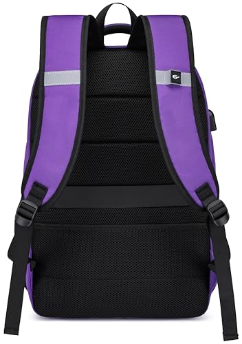 CAFELE Laptop Backpack 17.3 Inch Computer Backpack Daypack Water-Repellent Laptop Bag with USB Charging Port for Business/School/Travel/Women/Men (Purple, 17.3 Inches) - color: Purple