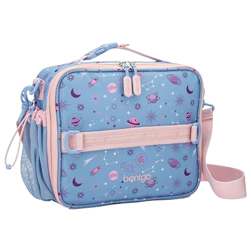 Bentgo Kids Lunch Bag - Durable, Double-Insulated Lunch Bag for Kids 3+; Holds Lunch Box, Water Bottle, & Snacks; Easy-Clean Water-Resistant Fabric & Multiple Zippered Pockets (Lavender Galaxy) - color: Lavender Galaxy