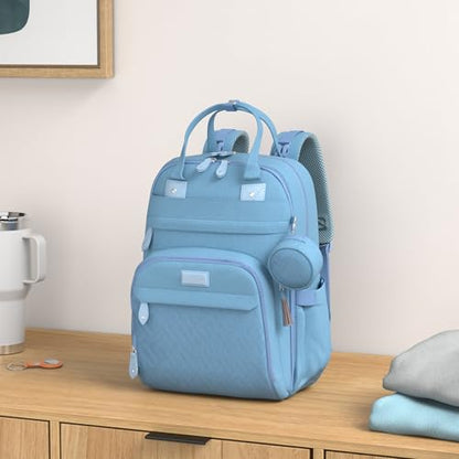 BabbleRoo Diaper Bag Backpack - Baby Essentials Travel Tote - Multi function Water Resistant Diaper Bag, Travel Essentials Baby Bag with Changing Pad, Stroller Straps & Pacifier Case - Light Blue - color: Light Blue, size: Large