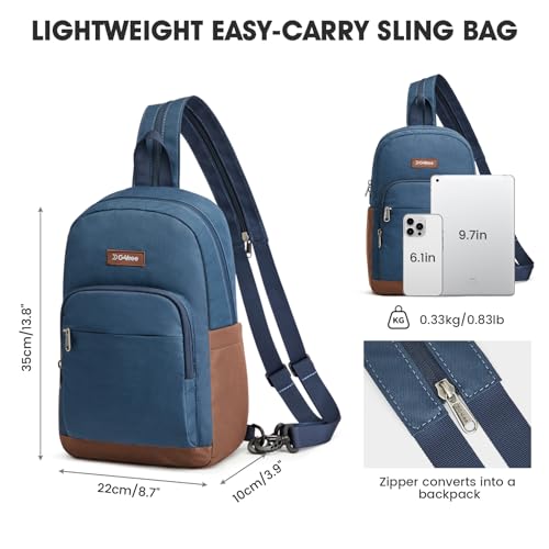 G4Free Small RFlD Crossbody Backpack Convertible Lightweight Mini Sling Bag for Women Men for Travel & Hiking, Blue & Brown - color: Blue and Brown