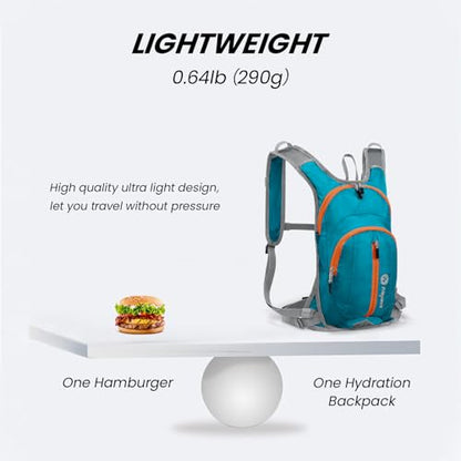 Nepest Hydration Pack Backpack for Women & Men, Lightweight Water Backpack with 2L Water Bladder for Hiking Cycling Running Biking - color: Teal