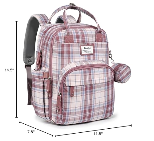 RUVALINO Diaper Bag Backpack, Multifunction Travel Pack Maternity Baby Changing Bags, Large Capacity, Waterproof, Pink Plaid - color: Pink Plaid
