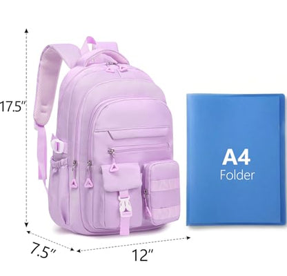 Cute Backpack for Teen Girls Boys, Aesthetic Travel Bookbag for High Middle School College Student (Purple) - color: Purple