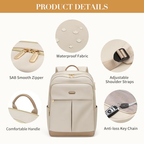 VNINE Laptop Backpack for Women 16 Inch Work Bag with Laptop Compartment Large Travel College Backpack | with Laptop Compartment - color: Beige