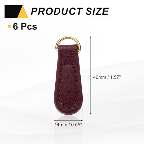 uxcell 6pcs Zipper Pull, 1.57 Inch Leather Zip Puller Zipper Replacement Repair Kit Head Handle for Luggage Clothing Jackets Backpacks Boots, Wine Red - color: Wine Red