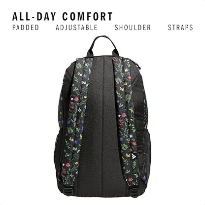 adidas Classic 3-Stripe Backpack for Laptop, School and Travel, 28L - color: Meadow Floral Black/Black/White/5.0