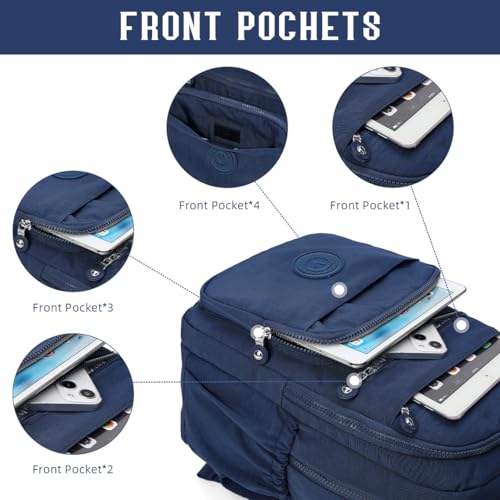 Hiking Waterproof 13" Laptop Backpack Purse for Women and Men,Travel Backpack - color: Dark Blue