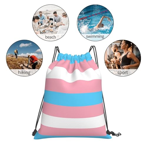 Transgender Pride Flag Drawstring Bag Sport Gym Backpack Beach Travel Sack Draw String Yoga Bag For Men Women - color: Transgender Pride Flag